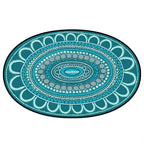 Aboriginal Art Yarning Oval Outdoor Mat — lifestyle photo