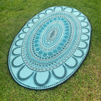 Aboriginal Art Yarning Oval Outdoor Mat — in classroom use