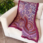 Sand Dreaming Cotton Throw in reading corner — Indigenous art throw creating a warm cultural atmosphere in early childhood learning space