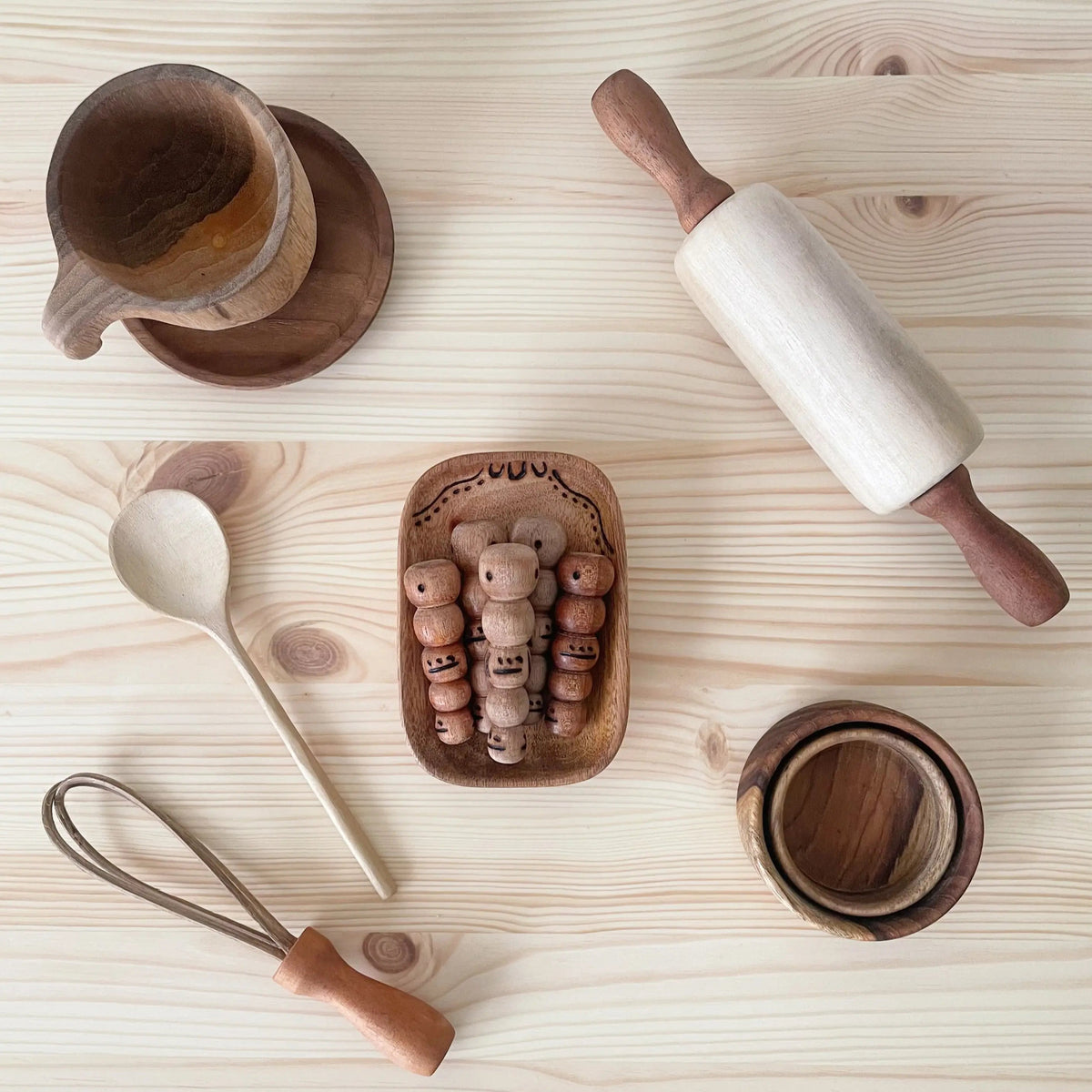 Bardi Grubs Handcarved — Australian handcarved wooden bardi grubs for Indigenous bush tucker classroom play