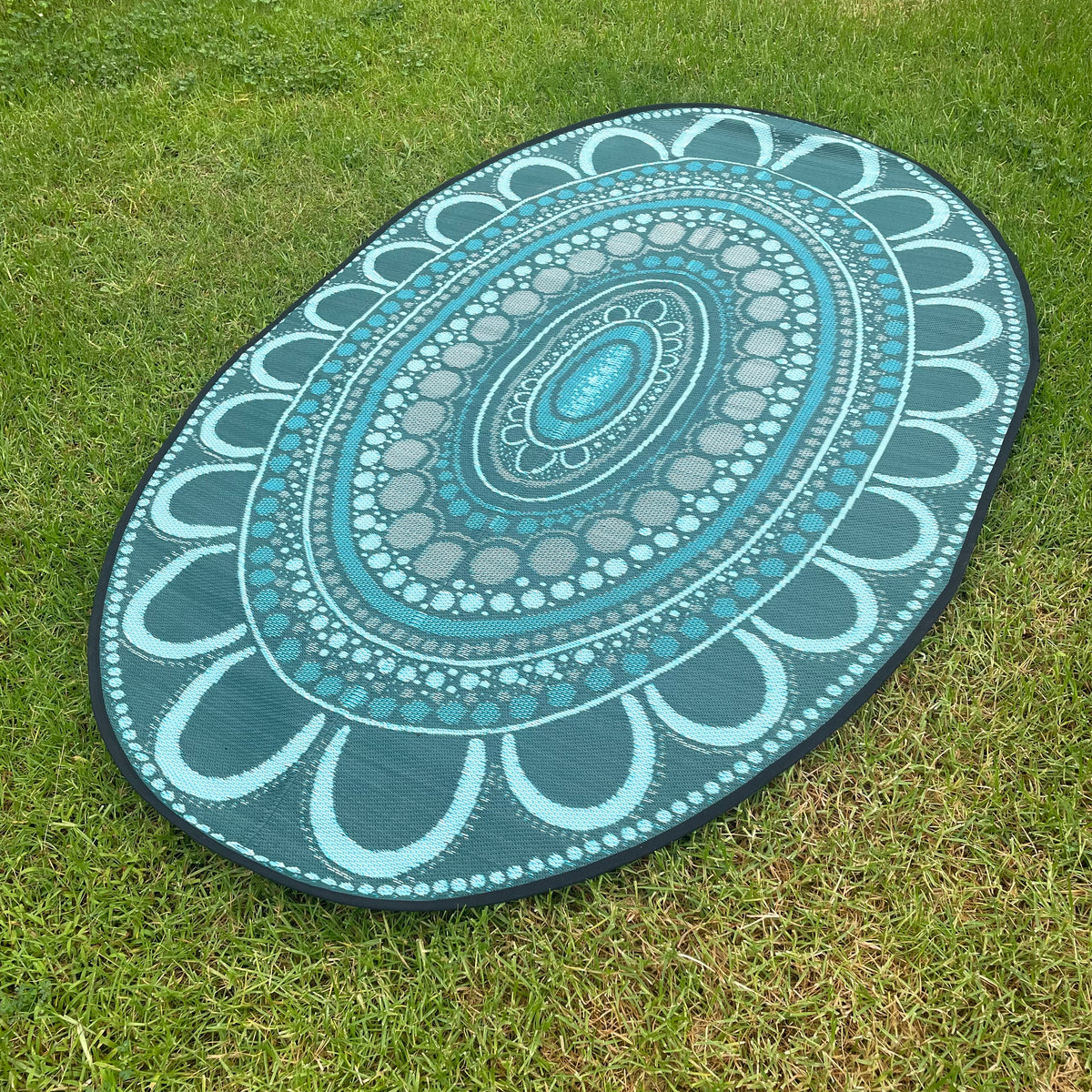 Aboriginal Art Yarning Oval Outdoor Mat — authentic Aboriginal & Torres Strait Islander classroom resource