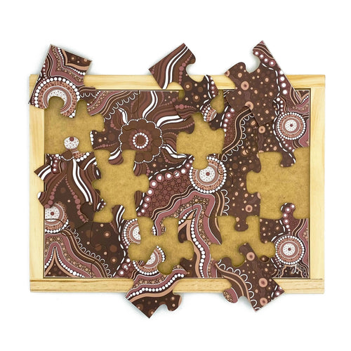 Aboriginal Art Earth Dreaming Puzzle Set of 4 — Bush Dreaming puzzle in set