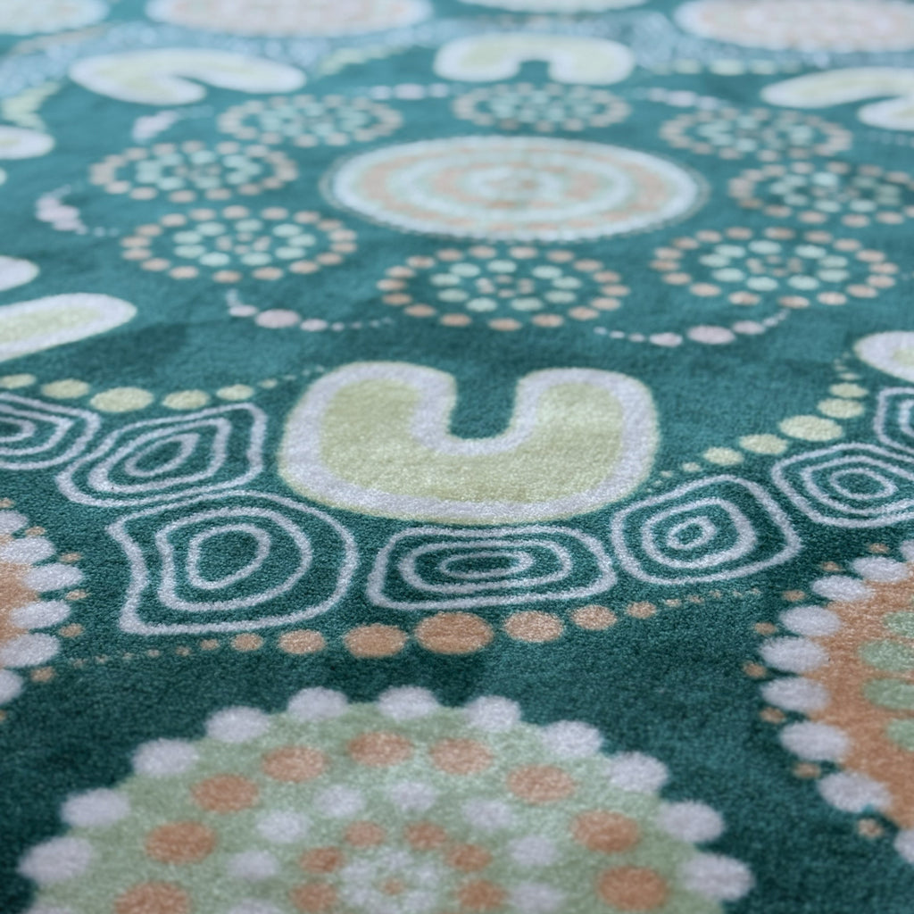 Sage Yarning Circle Classroom Rug — detail view