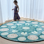 Sage Yarning Circle Classroom Rug — pattern detail