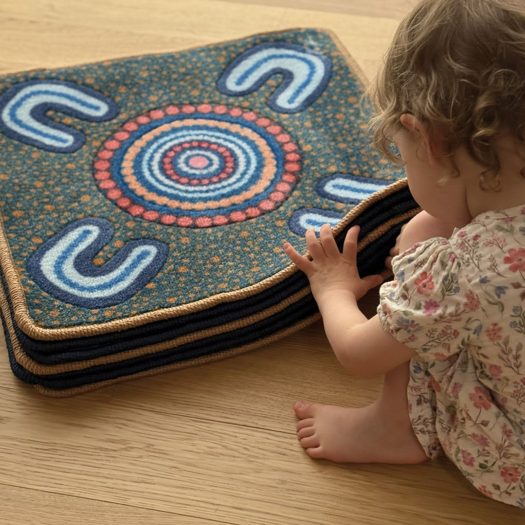 Indigenous Symbols Rug Squares — reverse view