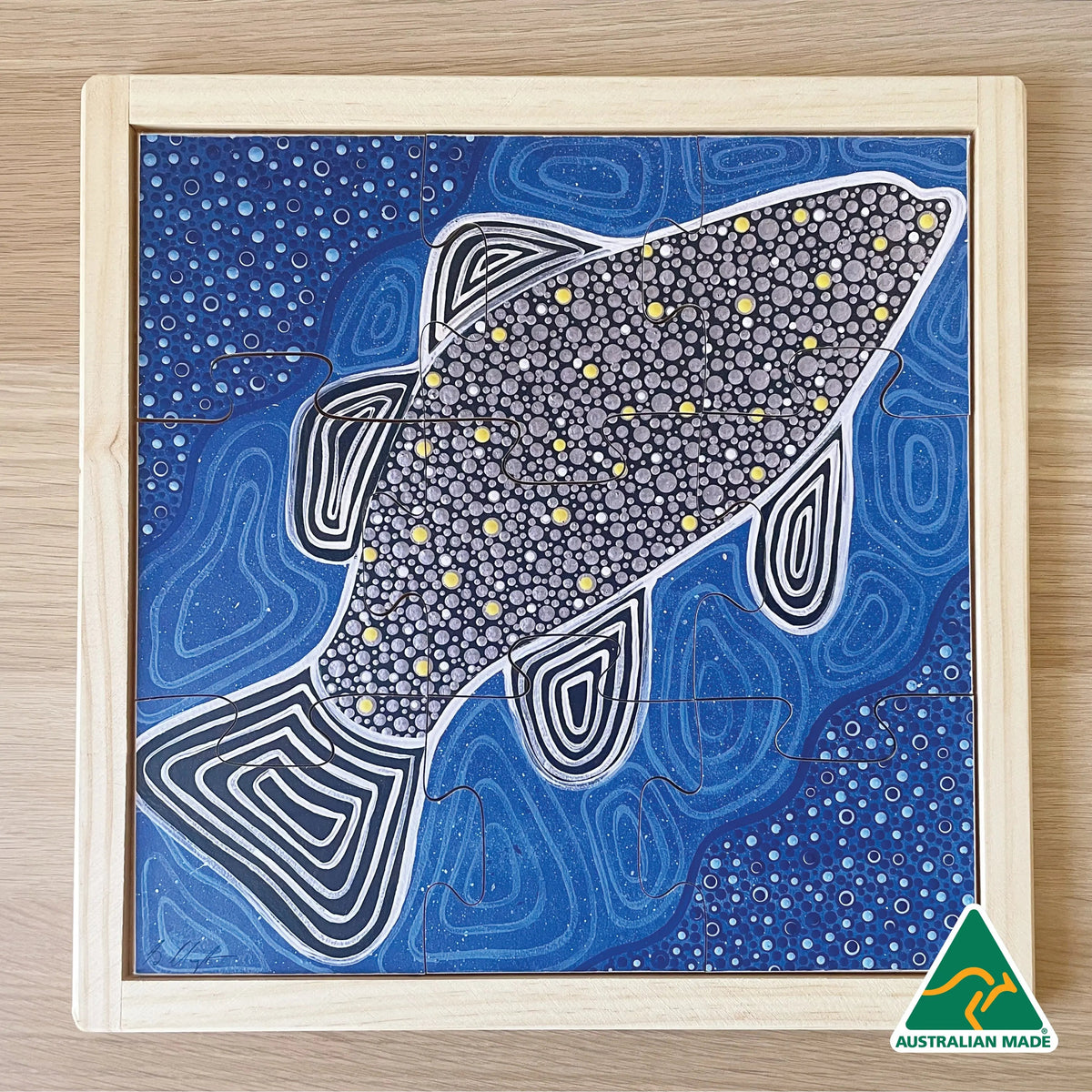 Aboriginal Art Bush Tucker Puzzle Set of 4 — Barramundi puzzle in set