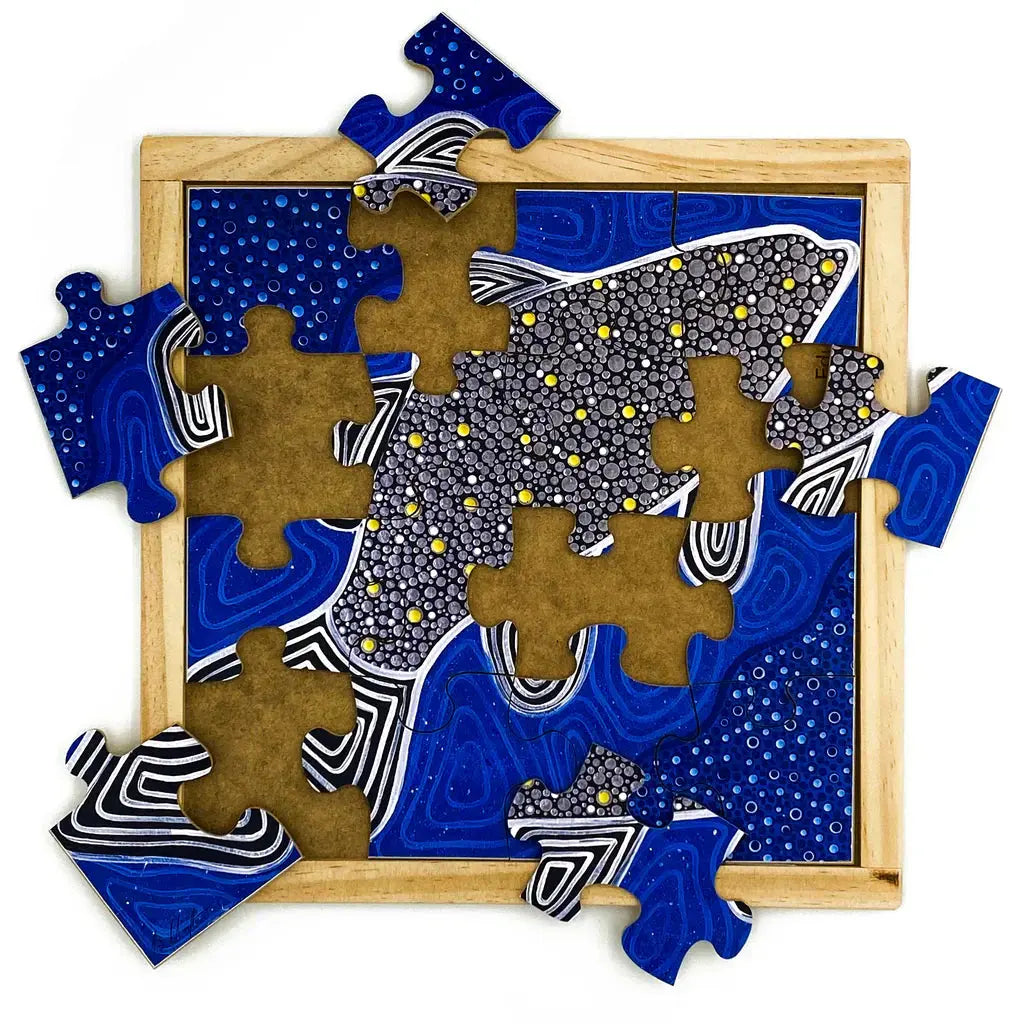 Aboriginal Art Barramundi Puzzle — puzzle pieces detail