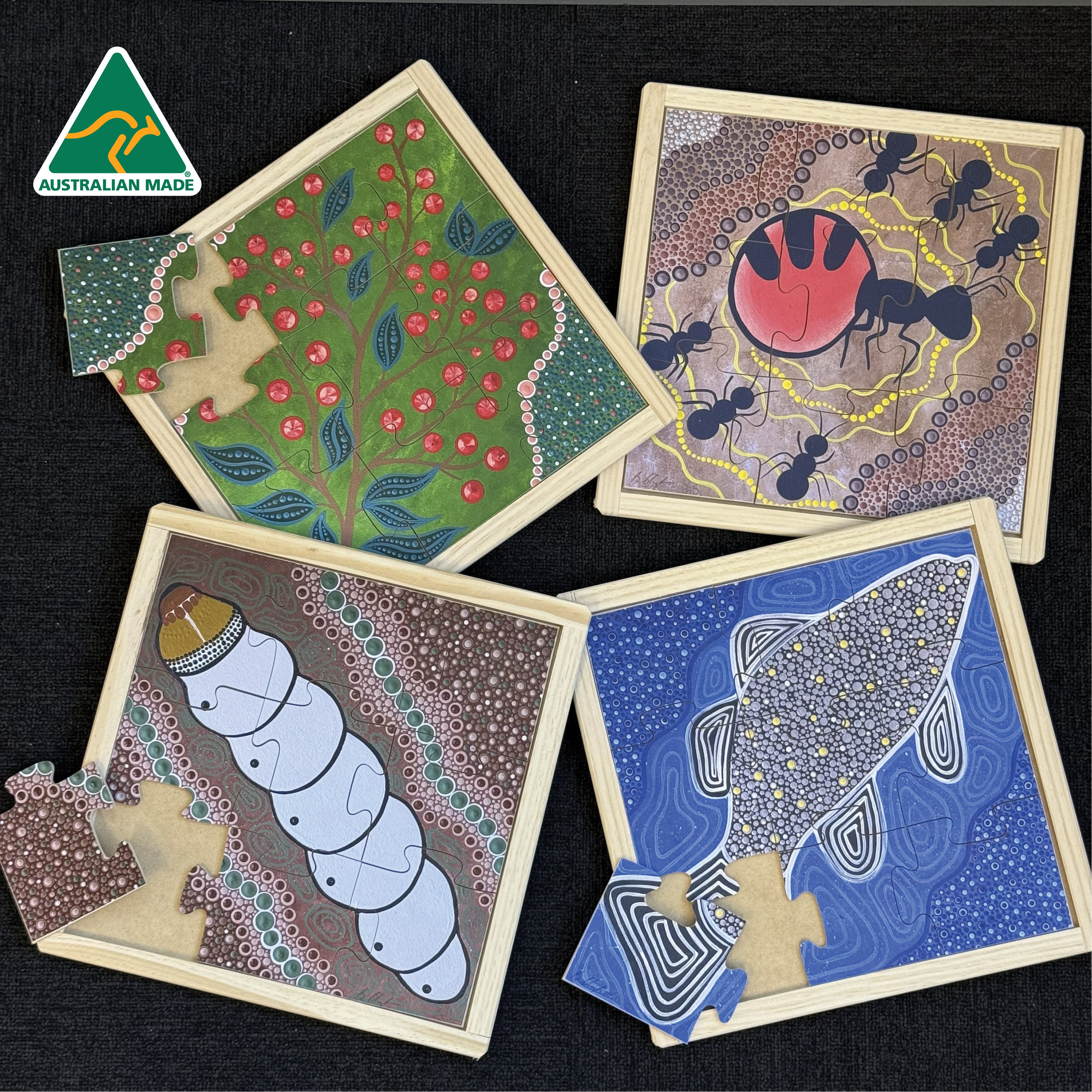 Aboriginal Art Bush Tucker Puzzle Set of 4 – Indigenous Resources