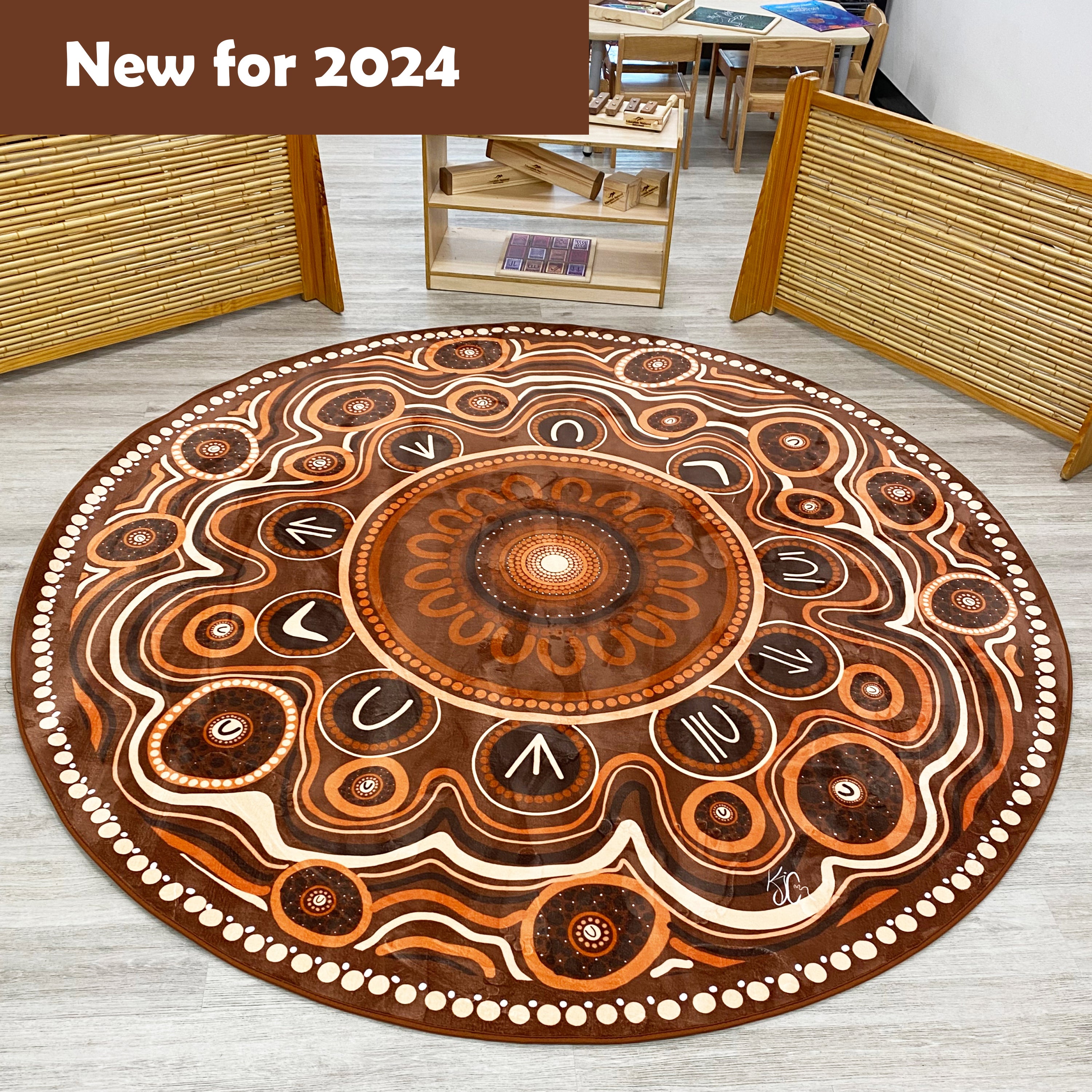 Aboriginal Art Yarning Circle Rug 2.5m round