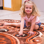 Yarning Circle Indigenous Rug — side view
