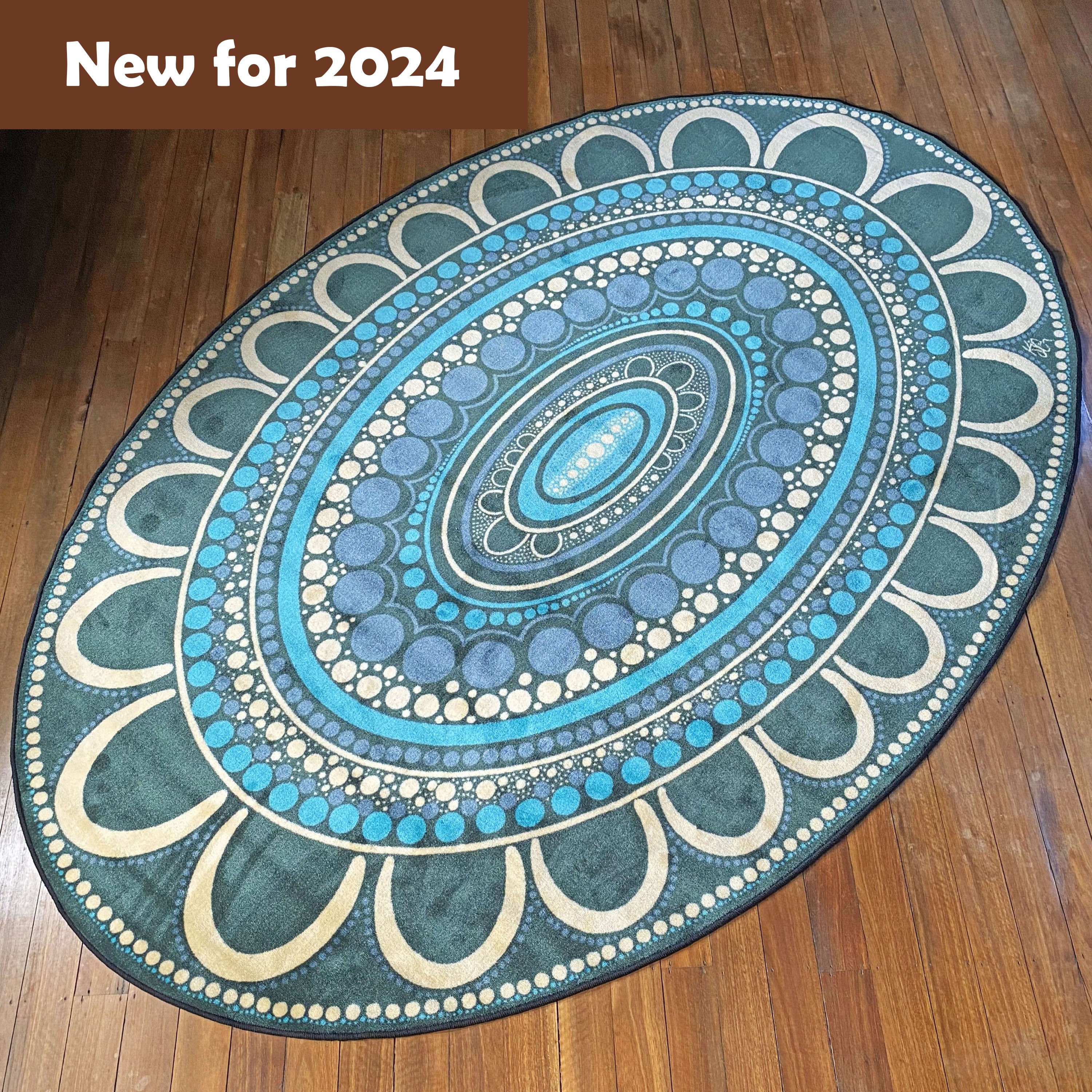 Aboriginal Art Yarning Oval Rug
