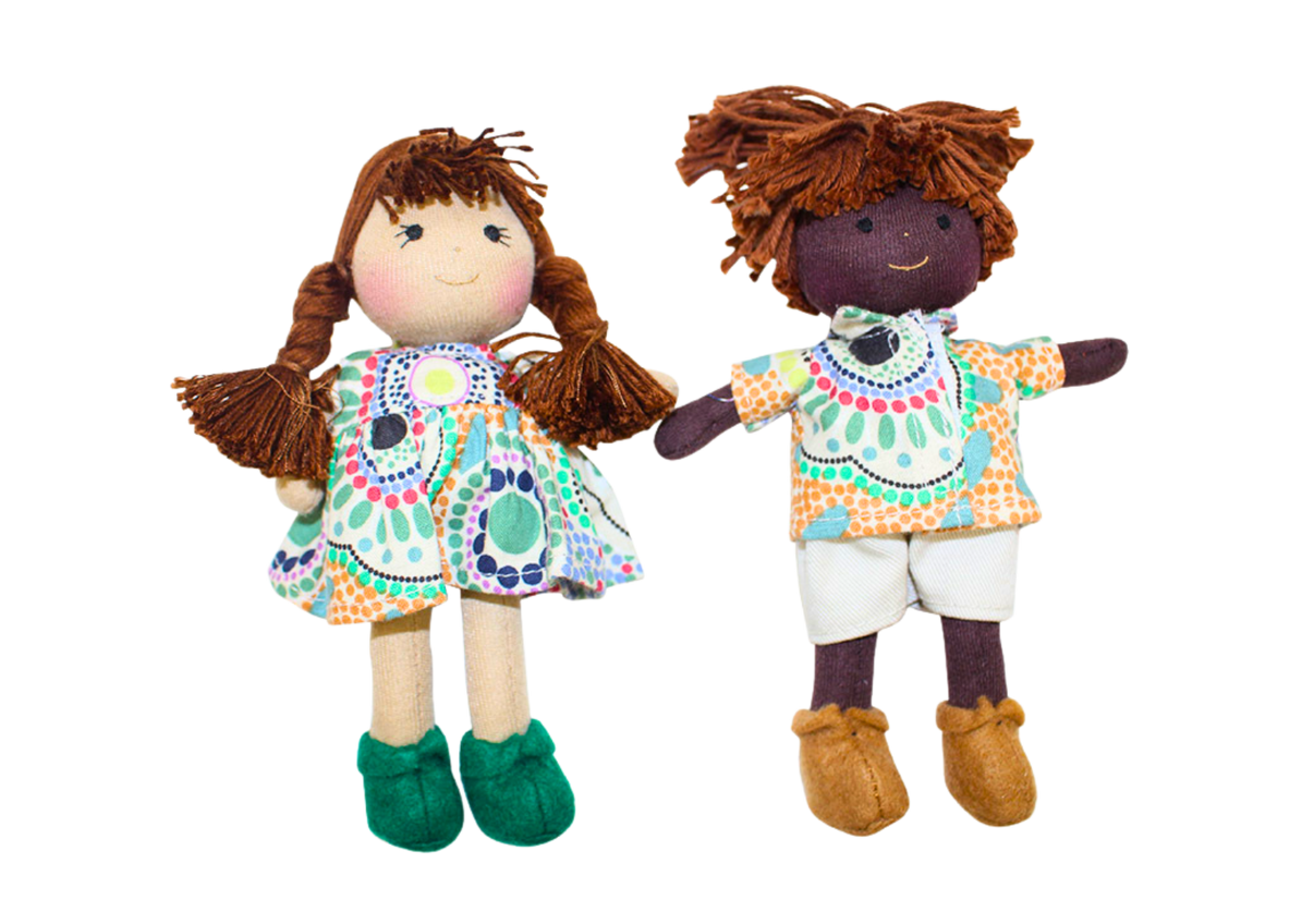 Aboriginal Boy & Girl Mini Dolls 16cm meeting places