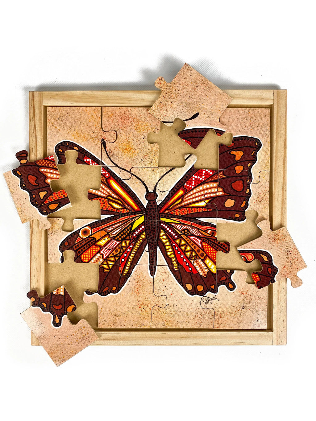 Aboriginal Insect Square Puzzles — Aboriginal Butterfly puzzle alternative view