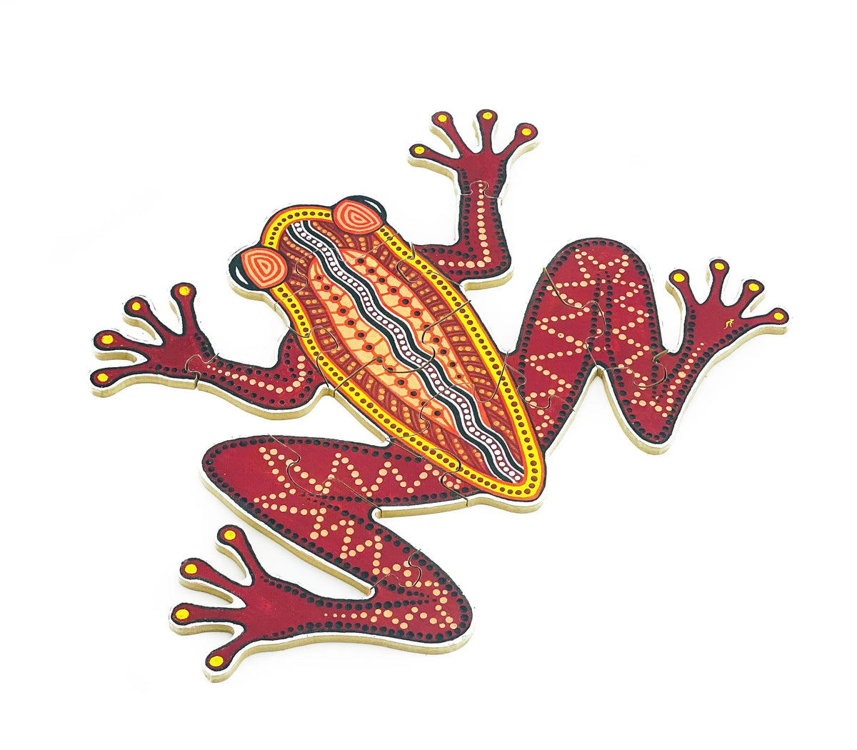 Aboriginal Frog Floor Puzzle — Australian-made Indigenous-themed wooden floor puzzle for early learning