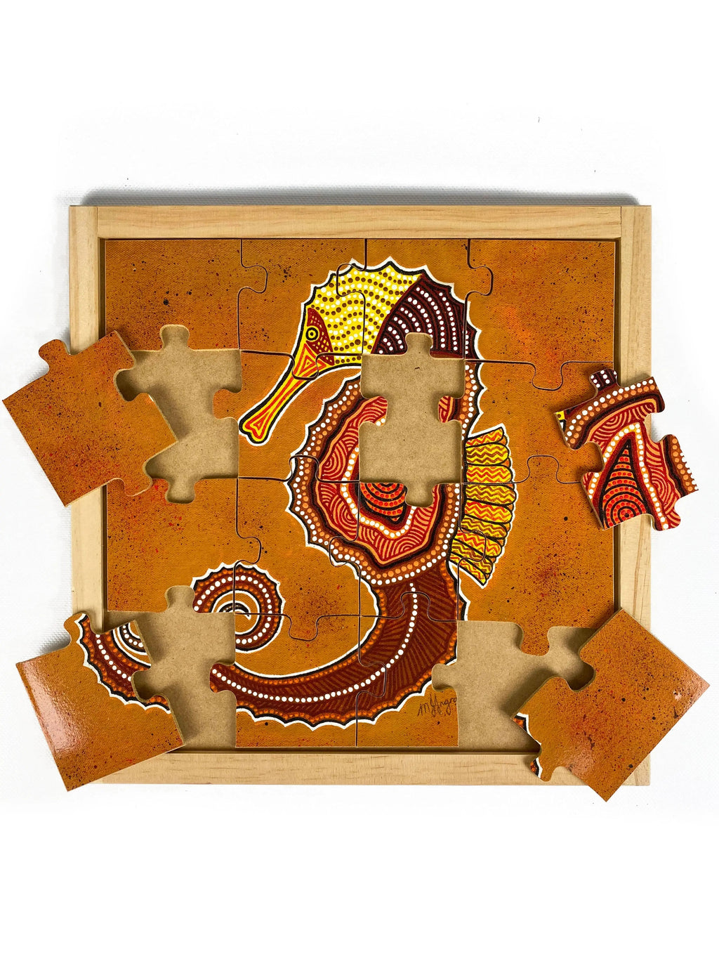Aboriginal Sea Horse Square Puzzle — alternative view
