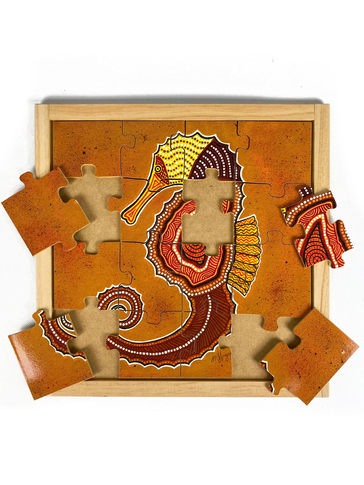 Aboriginal Sea Horse Square Puzzle — alternative view
