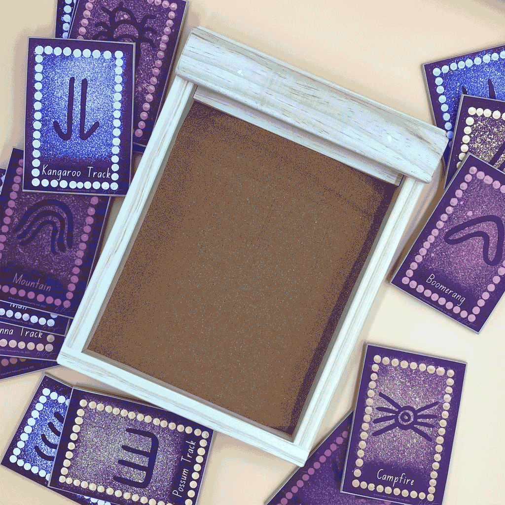 Aboriginal symbols sand drawing game — animated preview of sand tracing activity