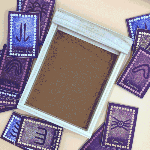 Aboriginal symbols sand drawing game — animated preview of sand tracing activity