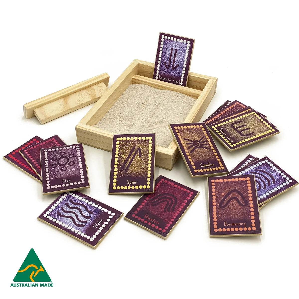 Aboriginal symbols sand drawing game — Australian-made Indigenous sand tracing game for early learning