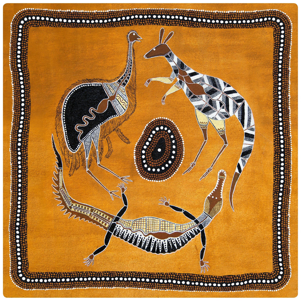 Animals around the Billabong Indigenous Rug — alternative classroom display view