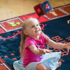 Bush Tucker Indigenous classroom rug — main view of Aboriginal art bush tucker rug, Australian-made