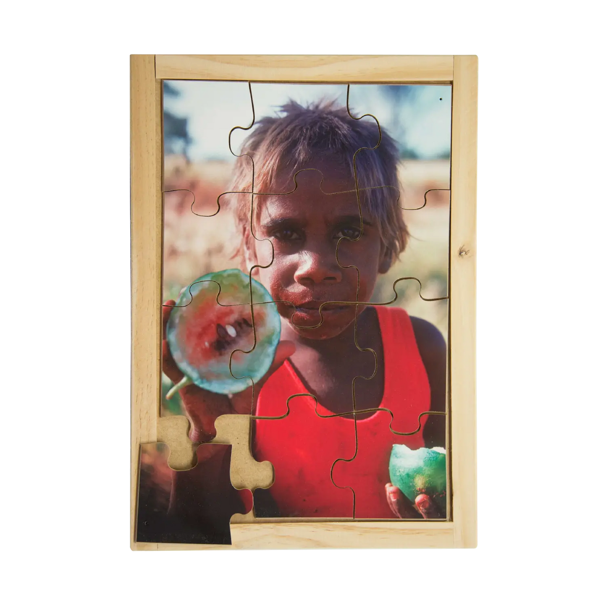 Bush Watermelon Puzzle — hand-painted wooden Indigenous jigsaw puzzle — Australian-made early learning, ages 3+
