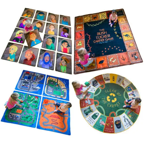 Set of 4 Classroom Rugs — classroom rug bundle for early learning play areas, Australian-made
