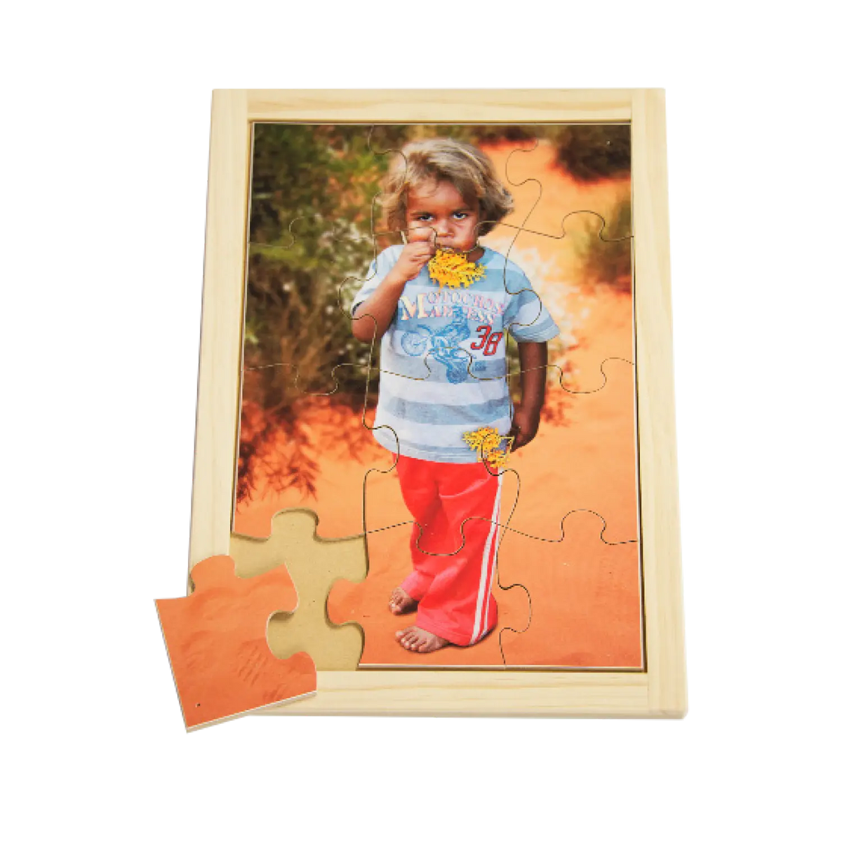 Eating Bush Tucker Puzzle — hand-painted wooden Indigenous jigsaw puzzle — Australian-made early learning, ages 3+