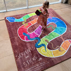 Serpents and Sticks Rug Game with soft Dice — detail view