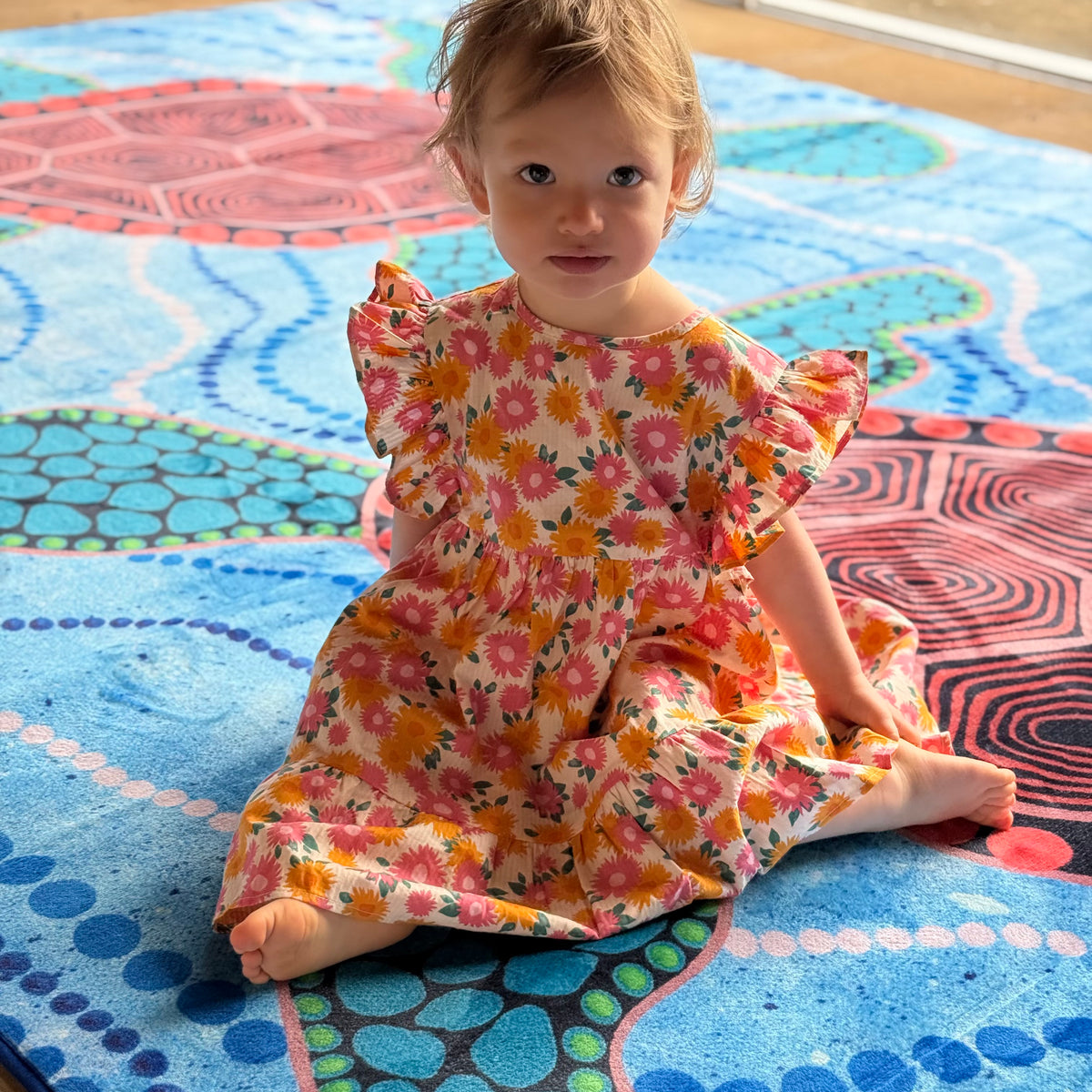 Turtles Dreaming Indigenous Rug — in classroom use