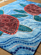 Turtles Dreaming Indigenous Rug — close-up of design