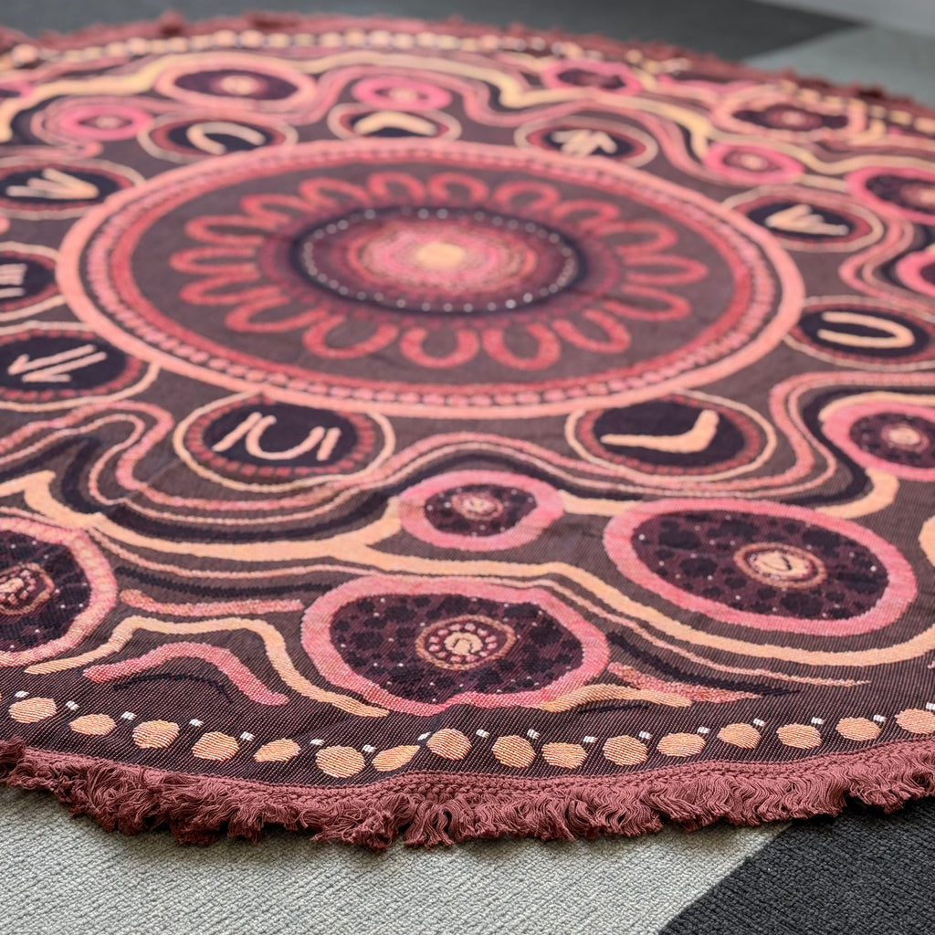 Yarning Circle Cotton Throw — in classroom use