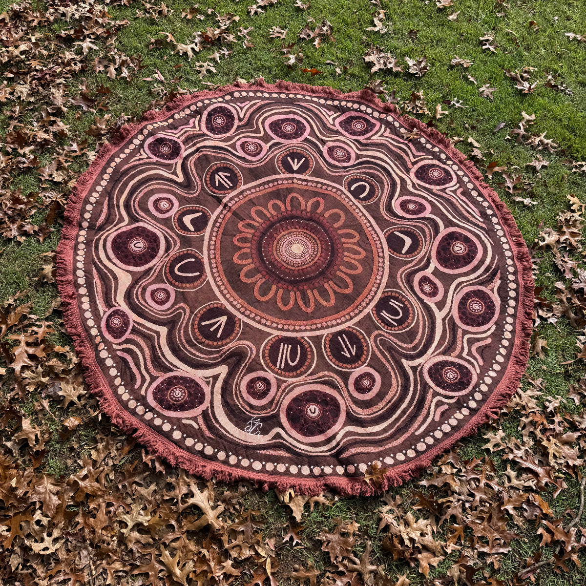 Yarning Circle Cotton Throw — authentic Aboriginal & Torres Strait Islander classroom resource