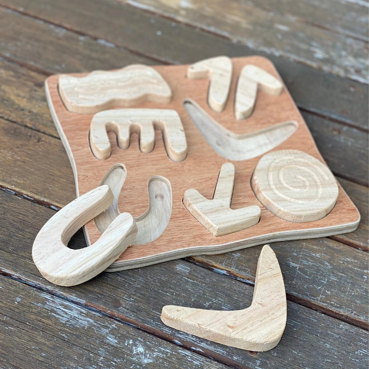 Aboriginal Symbols Toddler Puzzle — Australian-made wooden Indigenous symbols toddler puzzle for early learning