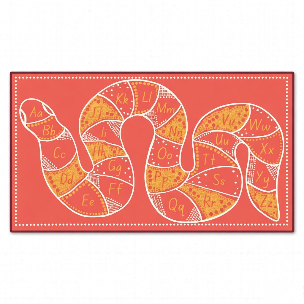 Rainbow Serpent Alphabet Outdoor Mat — detail view