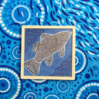 Aboriginal Art Barramundi Puzzle — Australian-made hand-painted Aboriginal art barramundi wooden puzzle, ages 3+