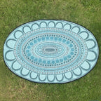 Aboriginal Art Yarning Oval Outdoor Mat — close-up of design