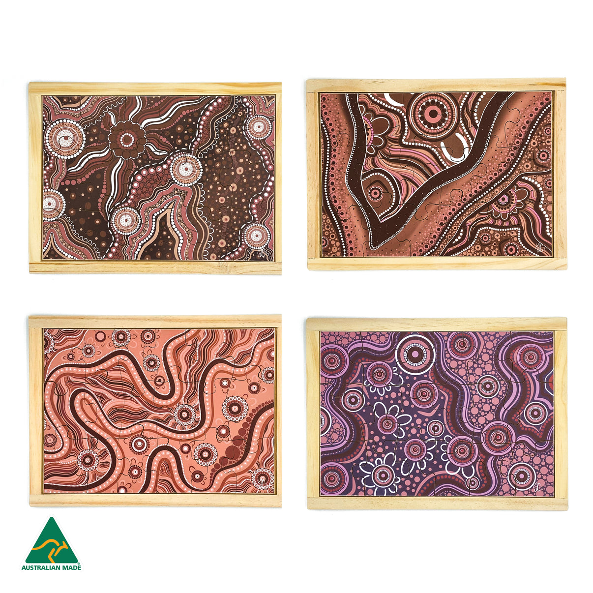 Aboriginal Art Earth Dreaming Puzzle Set of 4 — authentic Aboriginal & Torres Strait Islander classroom resource