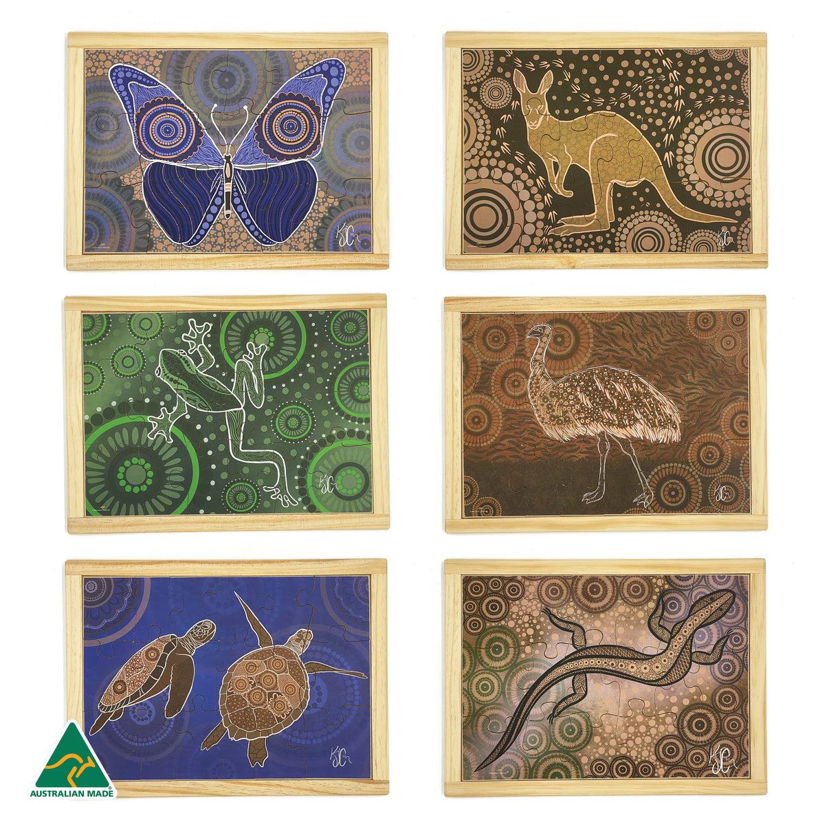 Aboriginal Art Animals Dreaming Puzzle Set of 6 — authentic Aboriginal & Torres Strait Islander classroom resource