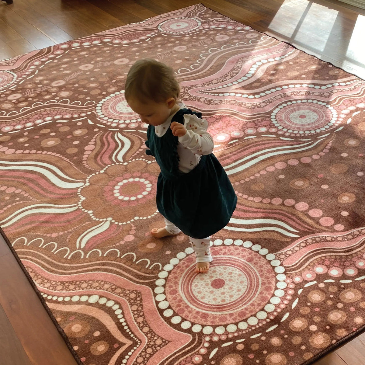 Aboriginal Art Bush Dreaming Rug — alternative classroom display view