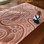 Aboriginal Art River Dreaming classroom rug — premium soft pile Indigenous art rug by Kiz Costelloe celebrating river Country for Australian classrooms