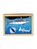 Sharks and Rays Puzzle — hand-painted wooden jigsaw puzzle — Australian-made early learning resource, ages 3+