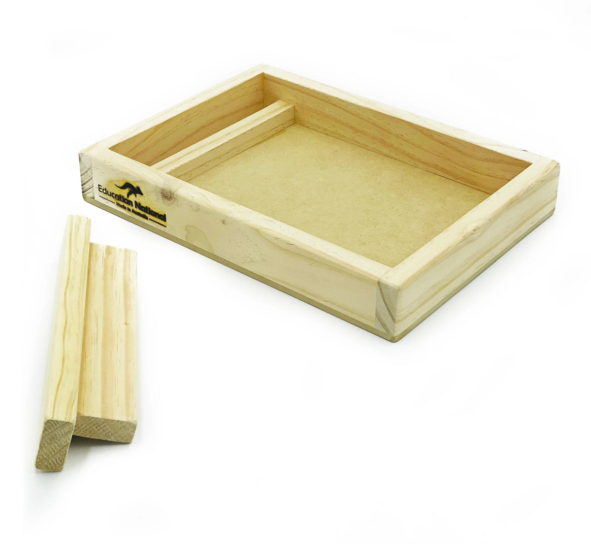 Sand Drawing Tray with Screed — Australian-made wooden sand drawing tray with screed for early childhood literacy