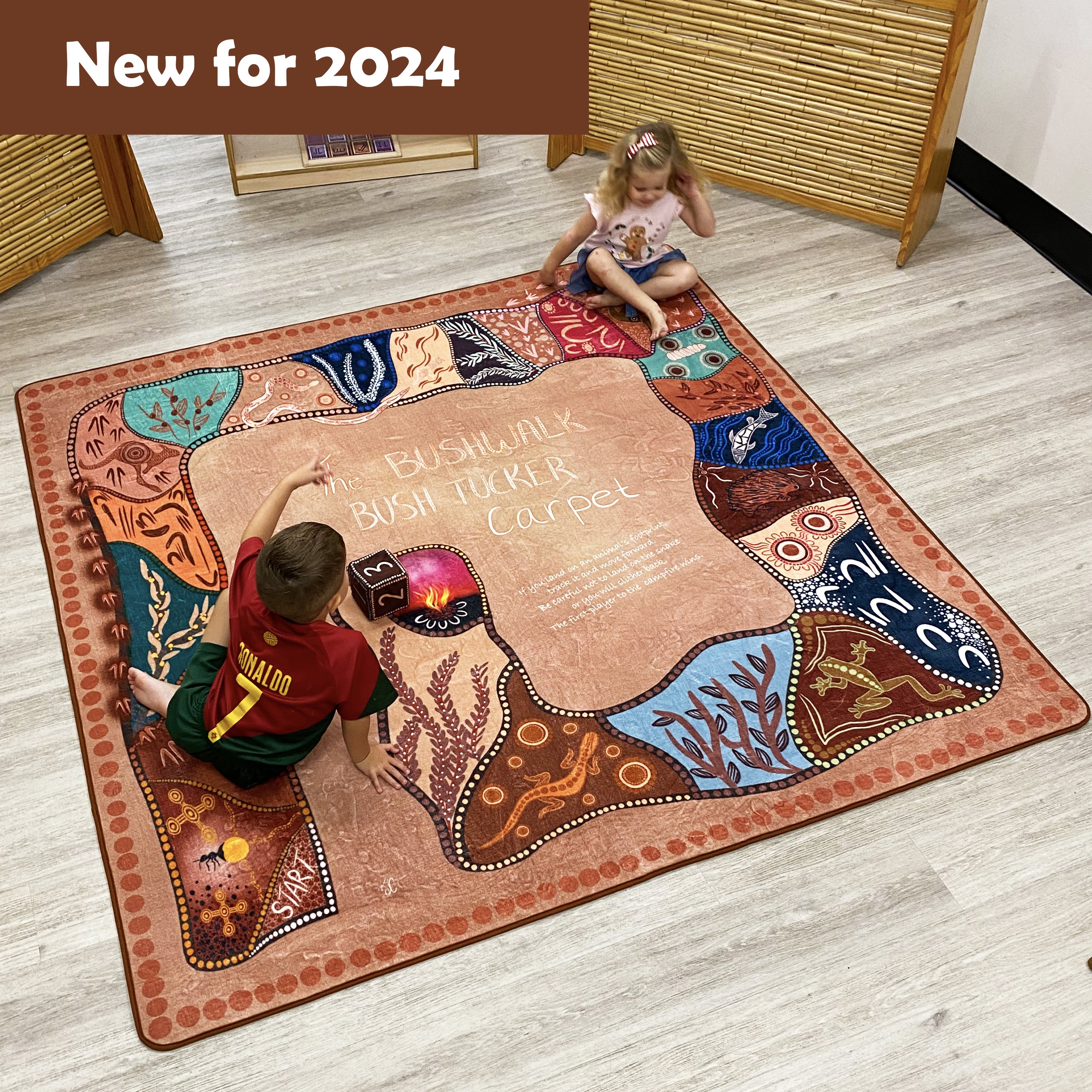 The Bushwalk Bushtucker Rug 2m x 2m square