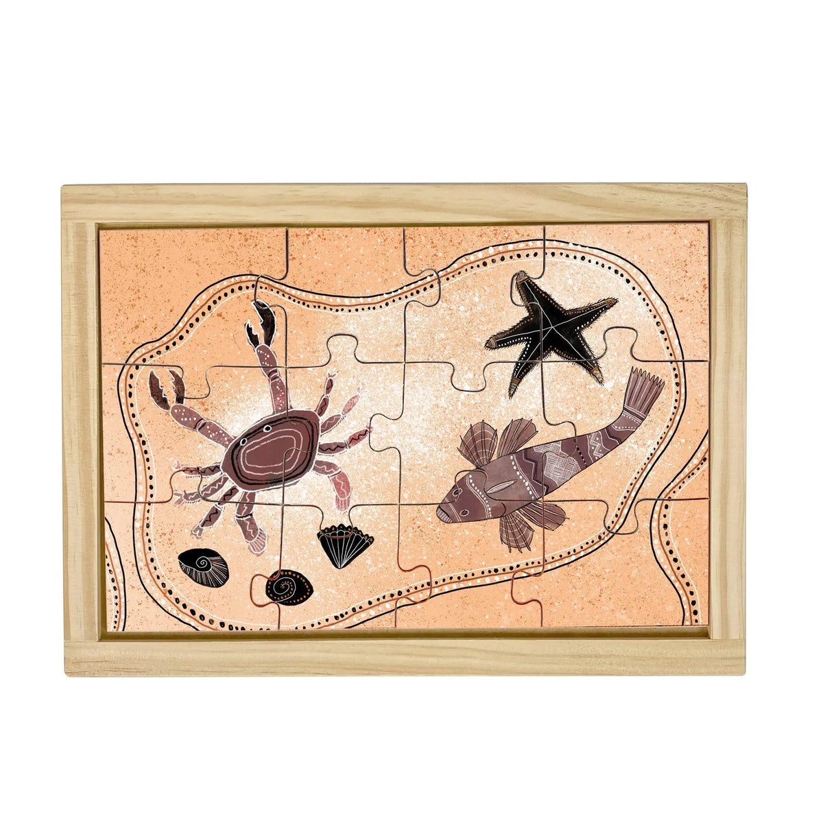 The Rock Pool Puzzle — hand-painted wooden jigsaw puzzle — Australian-made early learning resource, ages 3+