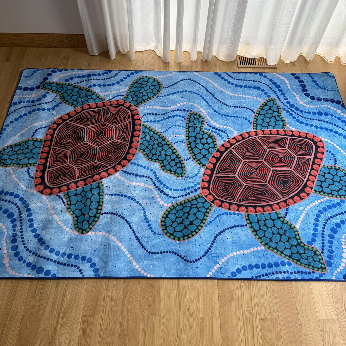 Turtles Dreaming Indigenous Rug — detail view