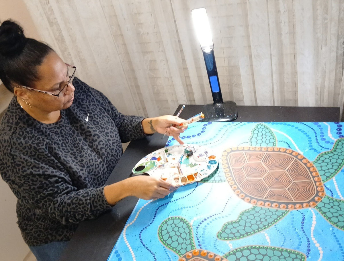 Turtles Dreaming Indigenous Rug — pattern detail