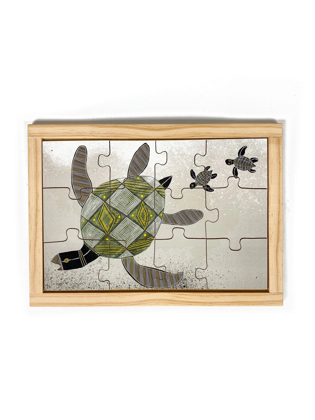 Turtles Swimming Puzzle — hand-painted wooden jigsaw puzzle — Australian-made early learning resource, ages 3+