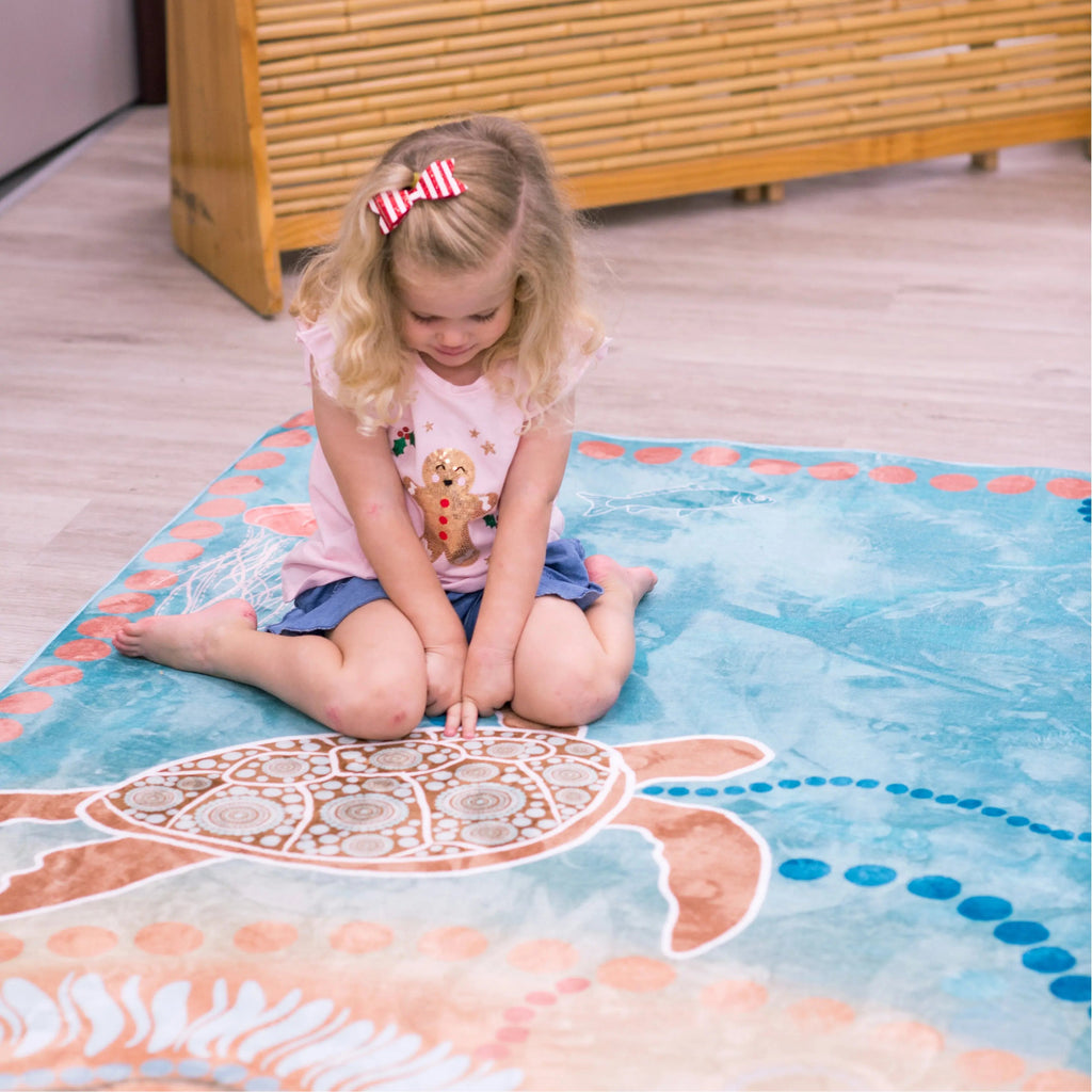 Under the Sea Dreaming Indigenous Rug — additional view of Indigenous classroom rug