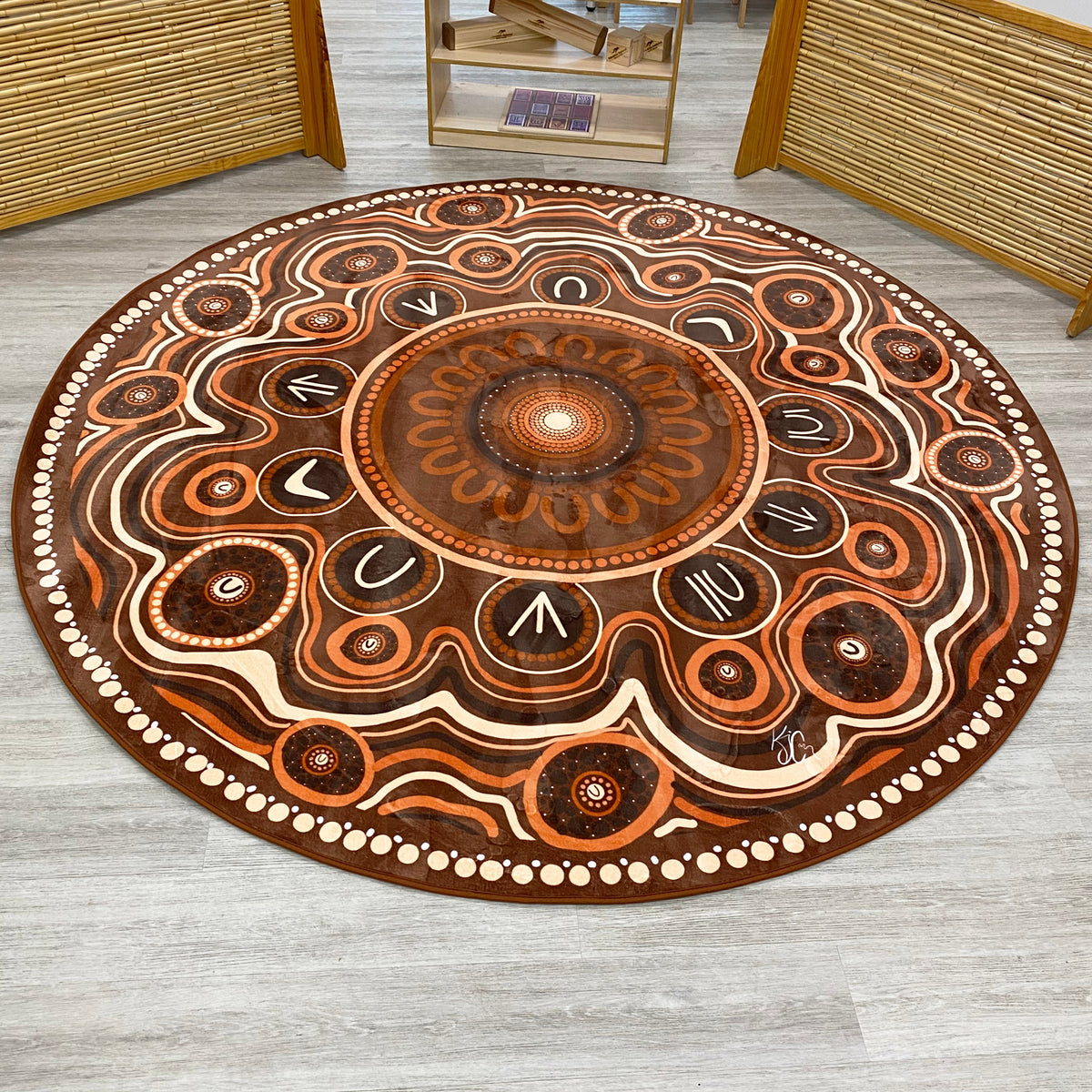 Yarning Circle Indigenous Rug — close-up of design